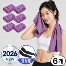 실버리 스포츠 타올 헬스 운동 땀수건 냉감 쿨타올, 6개, 퍼플