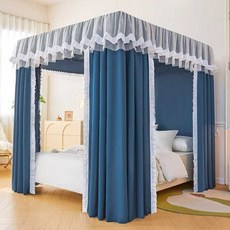 사각 난방텐트 방한 따수미난방텐트 침실용 방한, 네이비블루(커튼+브래킷) 1.2m 침대