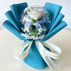 로맨틱앤 풍선꽃다발 카네이션 장미 꽃다발 LED 아크릴 꽃풍선 화환, 라인블루+일반형꽃다발, 1개