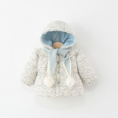 新竹出貨 童裝 女童 棉服 加厚刷毛 嬰兒 女寶寶 兒童 碎花 圍巾 連帽棉襖 兒童 棉衣 甜美