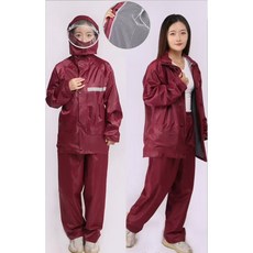 남녀공용 오토바이 방수 우의 상하의 set, 5.버건디(이중원단