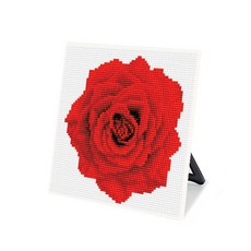 보석십자수 캐릭터 십자수 큐트 액자 그림 비즈 세트 스탠드형 20x20, DS68_(소)장미 한송이, 1개