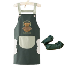 라이프핏 캔버스 작업용 앞치마 + 토시 세트, 곰돌이(앞치마), 그린(토시)