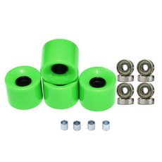 롱보드 스케이트보드 휠 60mm 78A 베어링 포함 4개 세트 크루저 롱보드용 교체 휠, 그린 골드 커버