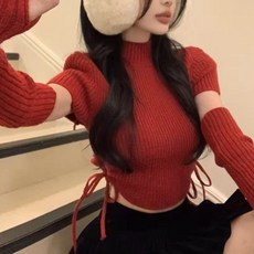 cammello 반팔 니트 핸드워머 세트 반폴라 크롭티 니트티 연말룩