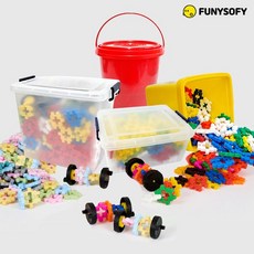 퍼니소피 NEW 와플 꼬마 사각 블럭 288p (바퀴 8p) 비비드 파스텔 고급 보관함, 파스텔컬러 258p(바퀴8p포함), 1개