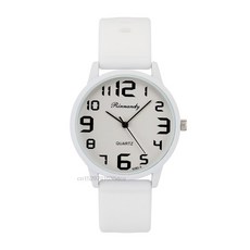 여성 패션 실리콘 시계 세트 미니멀리스트 높은 수량 품질 빅 다이얼 숙녀 석영 손목 캐주얼 선물, 04 white