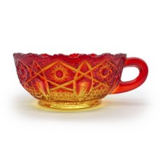 Antique 스미스글라스 엠버리나 Amberina 보울 손잡이볼 빈티지글라스 부엌인테리어, 1개
