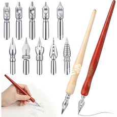 만화 펜촉 세트 12개입 딥펜 홀더 포함 캘리그라피 손목보호