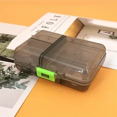 휴대용 다채로운 9 그리드 슬롯 의학 상자 건강 관리 컨테이너 케이스 알약 스플리터 여행 작은 쉬운, 10 Transparent-Black