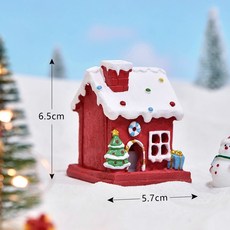 【微景小舖】 仿真微縮帶燈聖誕屋 雪屋 房屋 聖誕節裝飾 微景觀擺件 場地佈置 療癒小物 交換禮物 別墅, 紅色, 1個