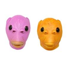 물고기가면 생선가면 동물 외계인 할로윈 코스튬 라텍스, 1개, 보라색+주황색