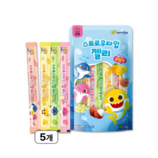 핑크퐁 아기상어 스트로우타입 젤리 10p 랜덤발송, 200g, 5개, 4가지과일맛(리치+망고+샤인머스캣+복숭아)