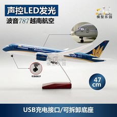 에어 버스 A350 베트남 항공 47cm 시뮬레이션 여객기 항공기 모형 다이캐스트, (바퀴 조명 포함) 787 베트남 43cm, 1개