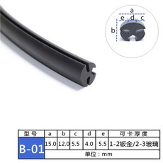 XL推薦三口視窗玻璃嵌條 橡膠密封條 機械門窗玻璃條H型卡條, 1個