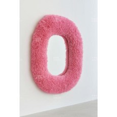 폭신한 패딩 쿠션 걸이형 거울 포토존 주수사진 촬영 소품, 핑크 봉제 타원형 거울 25cmx35cm