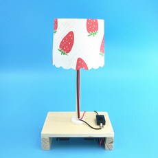 臺灣熱銷 博燃科敎木質益智科敎玩具diy小製作材料包兒童手工模型科學玩具, 方底檯燈材料包, 1個