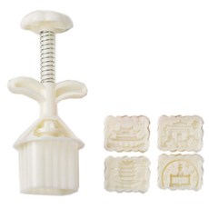 Keyiyijia 베이킹 몰드 4종 + 프레스 세트, 캐슬, 2세트