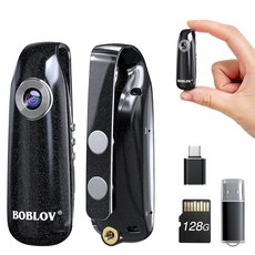BOBLOV Mini Body Camera with Video: 64GB 007 Pocket Tiny Body Cams with Back Clip 1080P Small Wear, 128GB