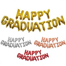 [프리미엄]16인치 졸업 은박풍선 HAPPY GRADUATION 레터링 축하 학교 교실 장식 파티 해피 연말 행사 종업식, 1개, 로즈골드