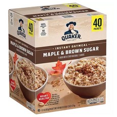 퀘이커 인스턴드 오트밀 메이플 브라운 슈거 시리얼 Quaker Instant Oatmeal, 40개