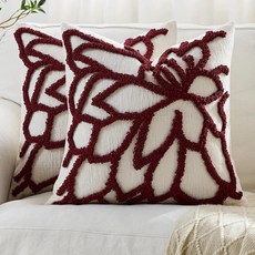 스타일 자수 쿠션 소파 침대 옆 요추 플로킹 태슬 창문 좌석 다다미, 3. 버건디