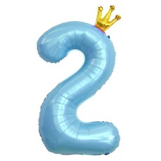 해피제이니 왕관 초대형 숫자 은박 풍선 대형(공기주입 스트로우 동봉), 1개, 블루왕관2
