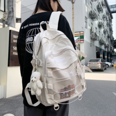 투니스 캐주얼 메쉬 스트링 대용량 백팩 장식 포함