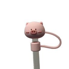 귀여운 캐릭터 텀블러 실리콘 빨대 마개 커버 50종 모음 뚜껑 꽃 동물 러브 7mm, 1개, 돼지