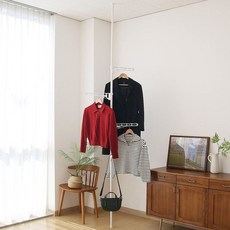 기둥식 행가 1단행거 코트랙 25파이 고정식행거 파이프행거 행거봉, 블랙