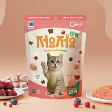 캐츠랑 저요저요 고양이 덴탈간식 치석예방 구강관리, 분말연어+생닭+쌀, 60g, 2개