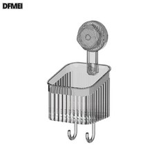 DFMEI 冰川紋吸盤置物架，廚房衛浴免打孔收納架, 吸盤置物架【小號 灰色】:參考詳情, 1個