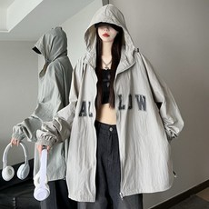 여성 빅사이즈 오버핏 후드 윈드브레이커 봄가을 캐주얼 스트릿 패션 긴소매 자켓