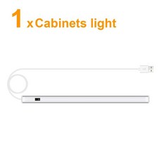 USB 주방 LED 조명 캐비닛 아래 유닛 램프 찬장 선반 작업대 옷장 책상 용 비접촉 핸드 웨이브 센서 스위치, Warm White, 50CM, 1PCS LED Tube-USB