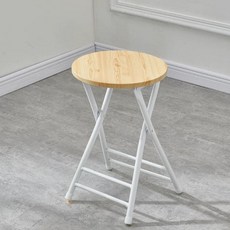 다용도 폴딩 체어 틈새 원형 휴대용 원목 보조 의자, 브라운