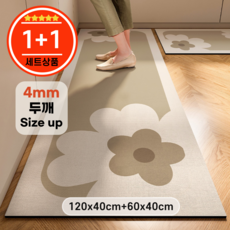 리빙맘마 빨아쓰는 규조토 주방매트+발매트 2종 세트, 베이직A