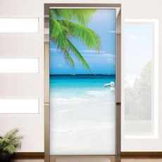 아트박스/꾸밈 bh641-해변야자수잎_현관문시트지