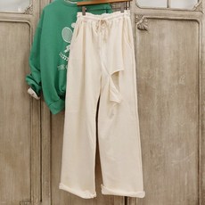 Ehing 開衩綁帶九分寬褲