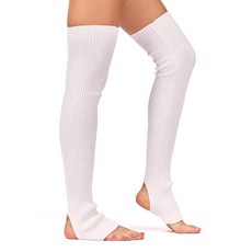 132779 LyzerMia 여성용 울 레그 워머 겨울 71.1cm(28인치) 허벅지 높이 롱 레그워머 80년대 요가 발레 댄스용 화이트.