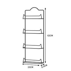 4層金屬網架收納架 門後壁掛式置物架 23x8.5x62公分, 新款浴室拖鞋架白色, 1個