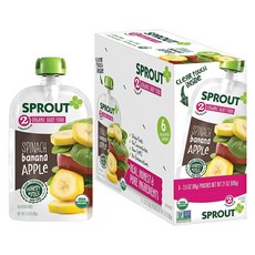 스프라우트 어린이 스무디, 6개입, 시금치 + 바나나 + 사과(Spinach + Banana + Apple)
