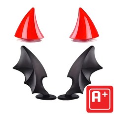 알탱고 귀여운 악마(뿔+날개 혼합) 헬멧 부착형 레포츠용 선물용, 뿔(레드)+날개(블랙)