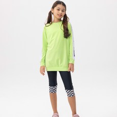 [엘인보아] 주니어 래쉬가드 루즈핏 웨이브그린 7부상하