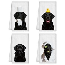 WADORN 4가지 스타일 할로윈 고딕 점술 핸드 타월 재미있는 마녀 타로 달 페이즈 햇빛 장식 접시 부드럽고 흡수력이 좋은 주방 행주 요리용 베이킹 집들이 선물 59.9, 블랙 래브라도 리트리버