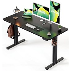 SIAGO 전동 스탠딩 데스크 조절 가능 - 케이블 관리 기능이 있는 48 x 24 인치 스탠드 업 3 메모리 사전 설정 높이 테이블, 48 x 24 Inch, Black