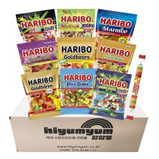 하리보 10종류 젤리간식 모음세트 (골드베렌+피코발라+사운드큐브사우어+웜즈사우어+골드베어사우어+푸르티부시+믹스사우어+스타믹스+메가룰렛)