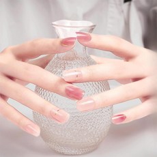 DANNITONI 얇은 젤네일 스티커 네일 스티커 경화 타입 젤네일 스티커 경화 타입 손에 사용하는 방수 2주간 지속 붙이는 젤 네일 무취 SGS 인증 완료 셀프 젤네일 16개