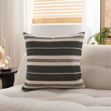 北歐風沙發抱枕套 現代簡約 色織肌理 條紋 民族風 靠枕 靠墊套, 深灰條紋拼荷蘭絨米白,45x45-抱枕含芯