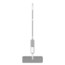 新款噴水雙面不鏽鋼噴霧平板拖把家用乾溼兩用免手洗清潔神器, 白色:噴水拖把+1布, 1個