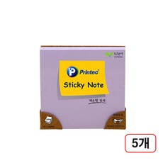 프린텍)스티키노트 파스텔(76x76mm/100매), 보라(7676V), 100매, 5개